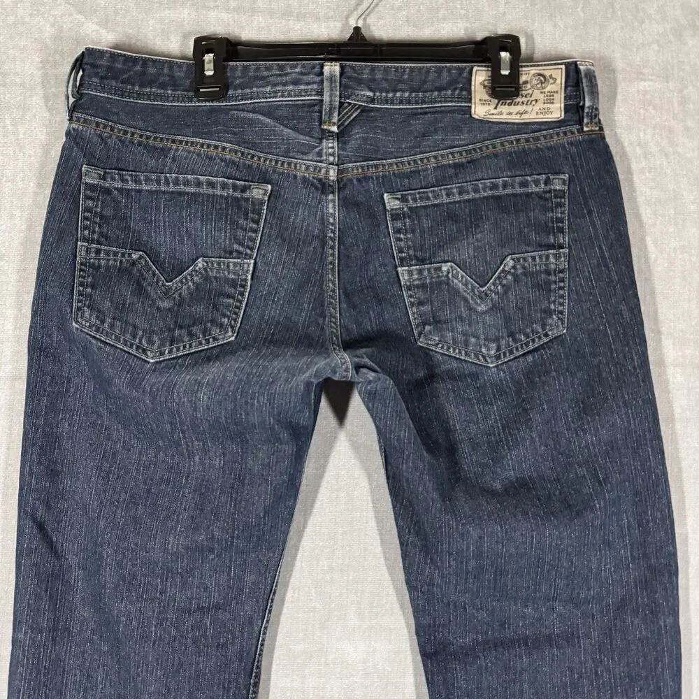 DIESEL Larkee Mens Jeans Dark Wash Denim Regular Straight Size W36 L27 *ALTERED*